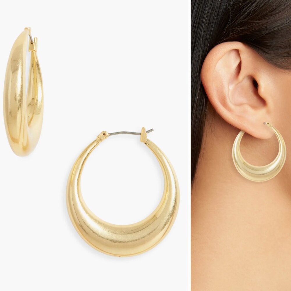 Madewell Large Crescent Hoop Earrings // Vintage Gold